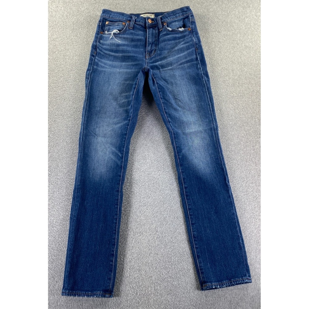 Madewell Slim Boyjean Women's 25 Med Blue Stretch Distressed High Rise City